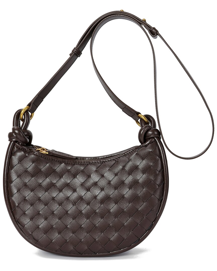 Tiffany & Fred Paris Hand-woven Leather Messenger Bag In Brown