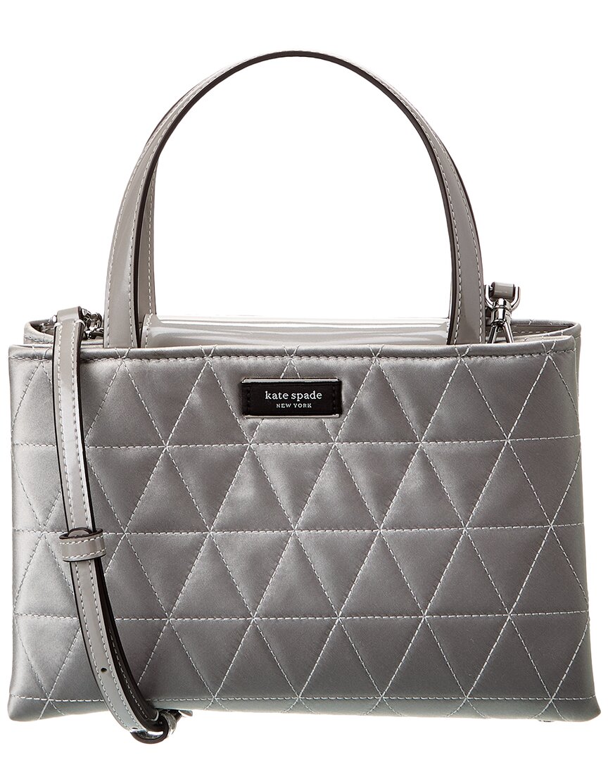 Kate Spade New York Sam Icon Quilted Satin & Leather Small Tote In Silver