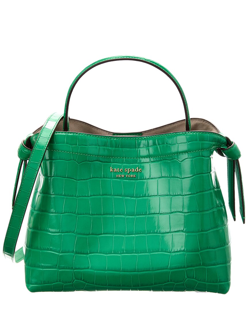 Kate Spade Knott Croc Embossed Leather Satchel In Green