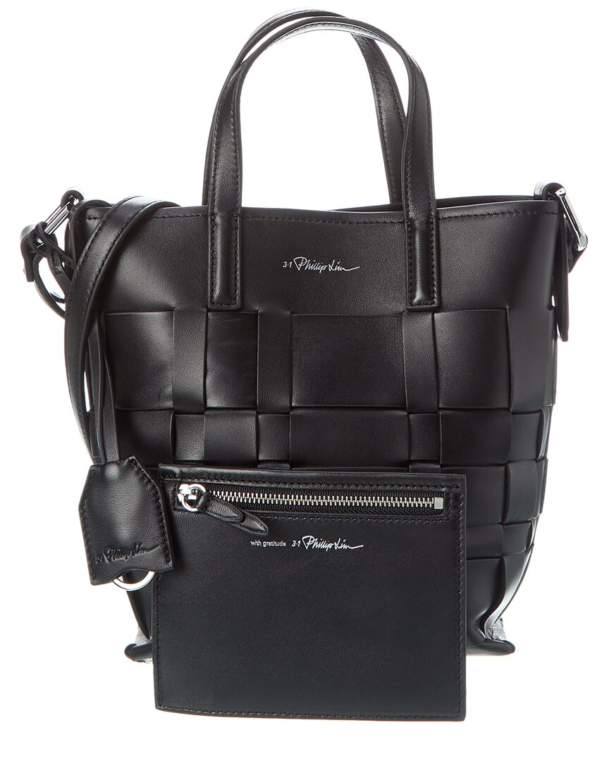 3.1 Phillip Lim Odita Woven Leather Bucket Bag In Black