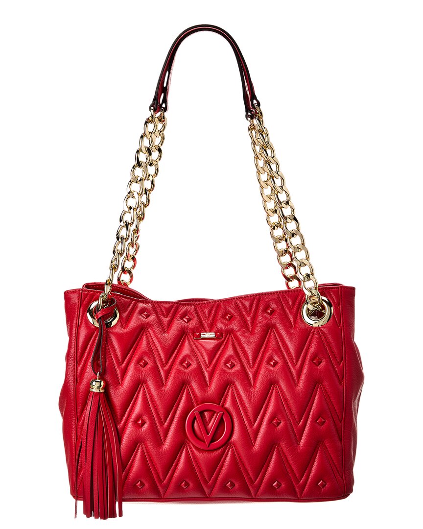 Valentino By Mario Valentino Luisa Diamond Leather Shoulder Bag In Red