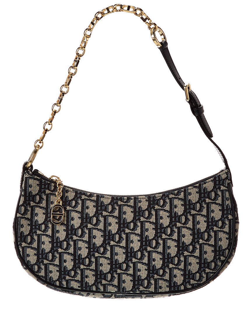 Dior Oblique Canvas Shoulder Bag In Blue
