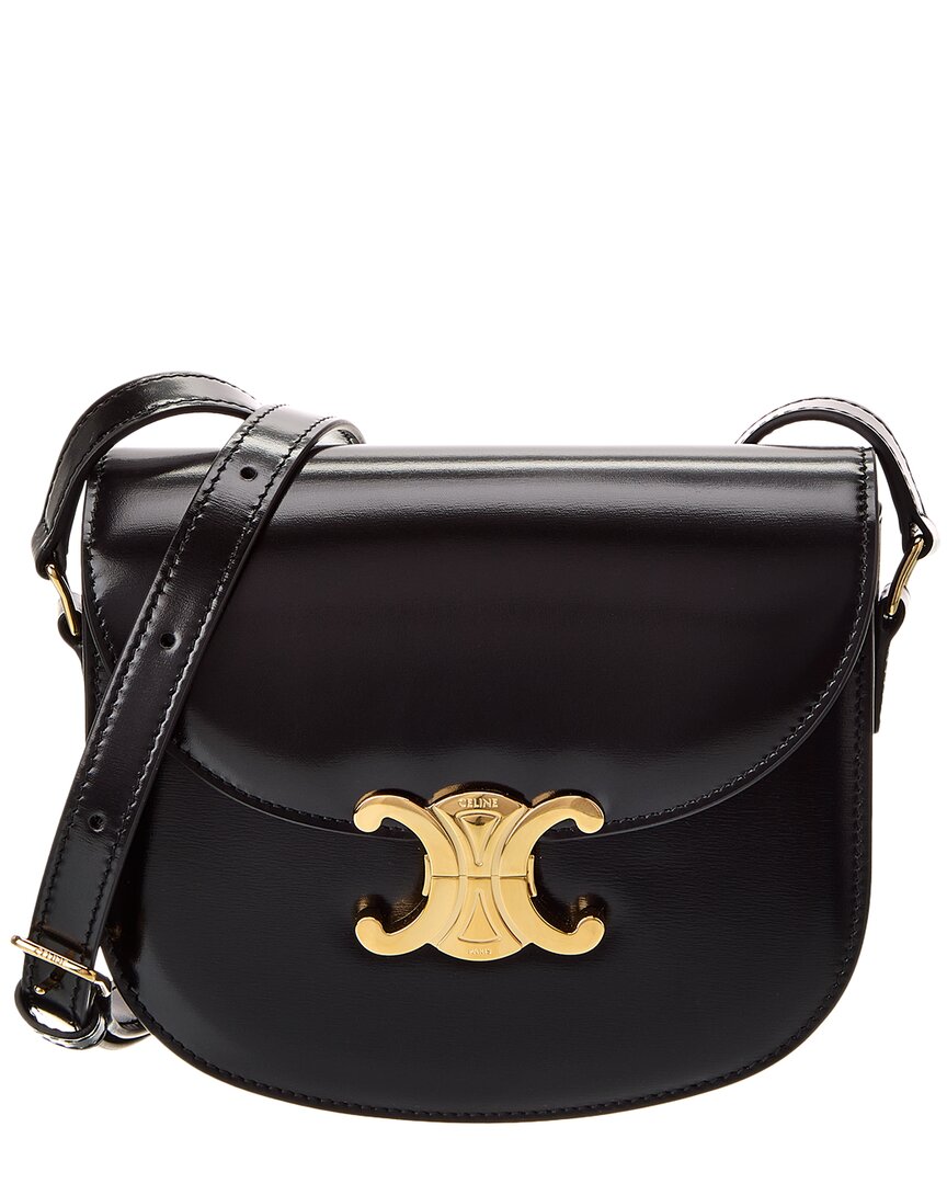 Shop Celine Besace Clea Leather Shoulder Bag In Black