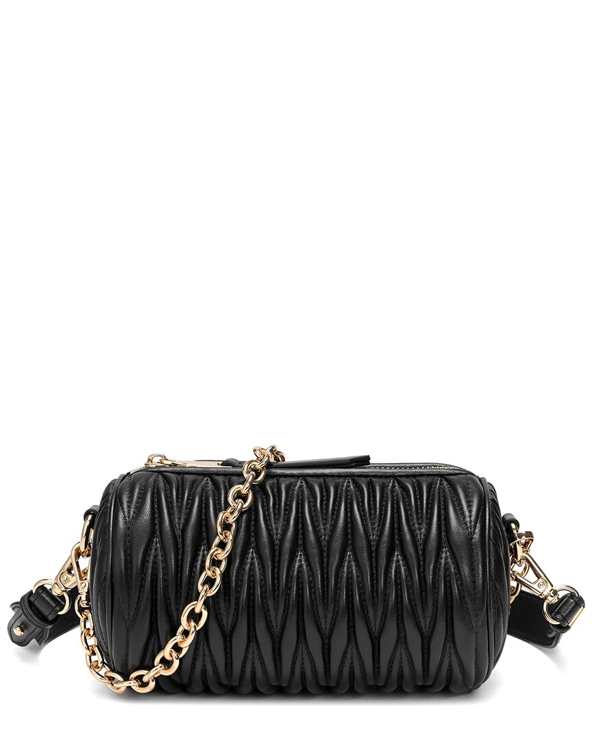 Shop Tiffany & Fred Paris Croc-embossed Quilted Leather Crossbody In Black