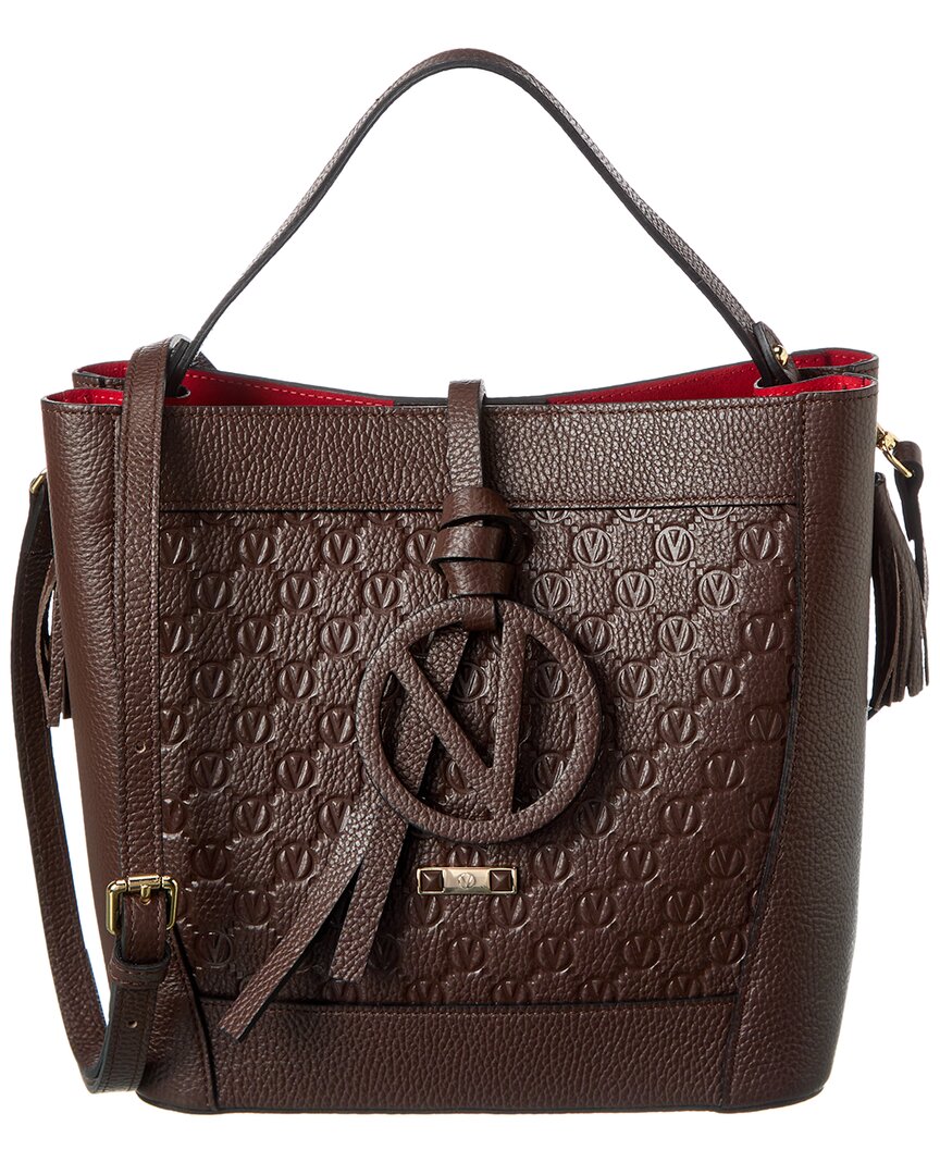 Valentino By Mario Valentino Callie Medallion Leather Shoulder Bag In Brown