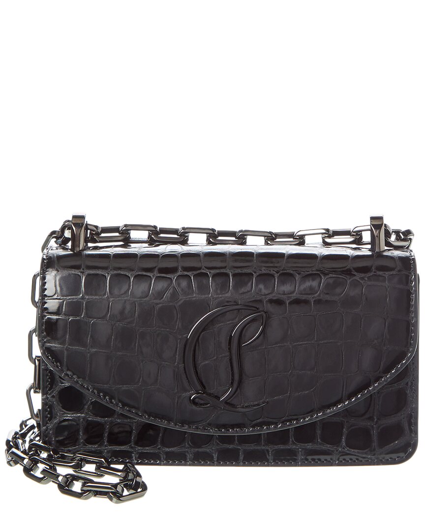 Christian Louboutin Loubi54 Mini Alligator-embossed Leather Shoulder Bag In Black