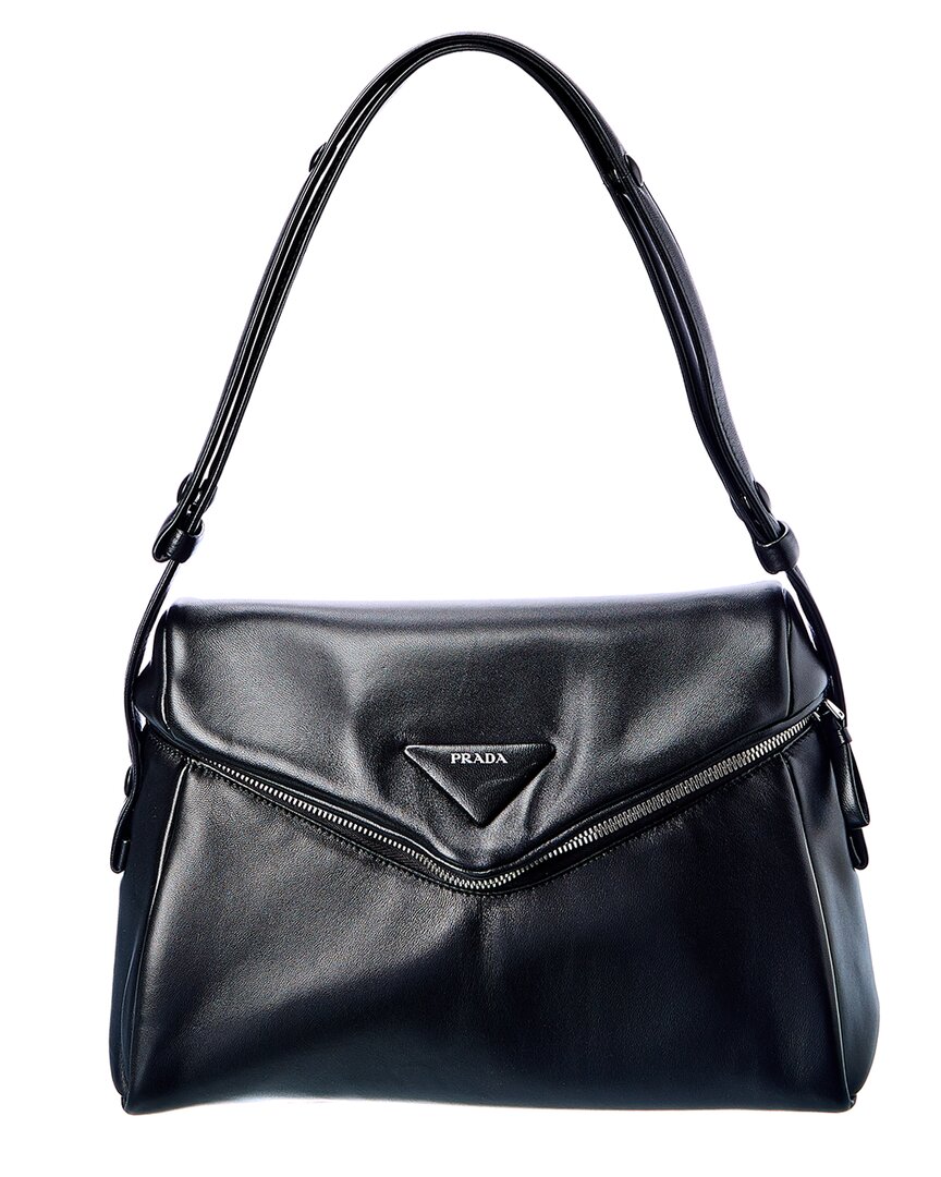 Prada Signaux Nappa Leather Shoulder Bag In Black ModeSens
