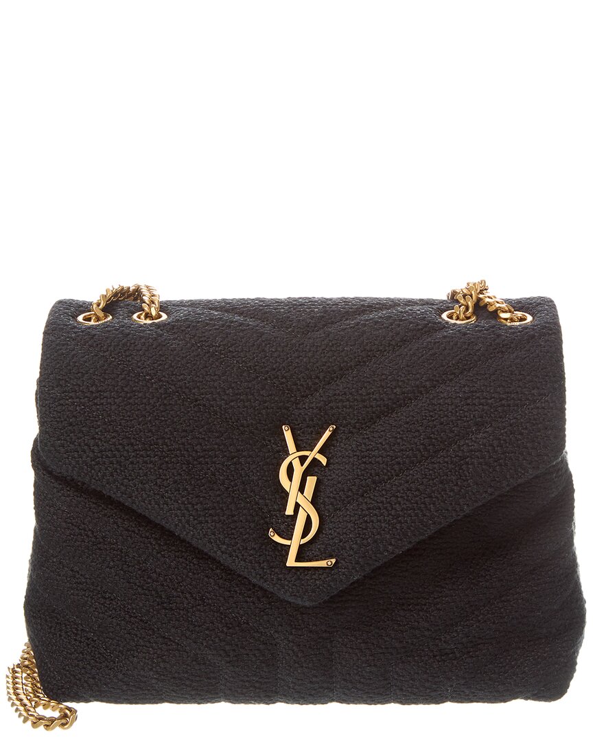 Saint Laurent Loulou Small Tweed Shoulder Bag In Black