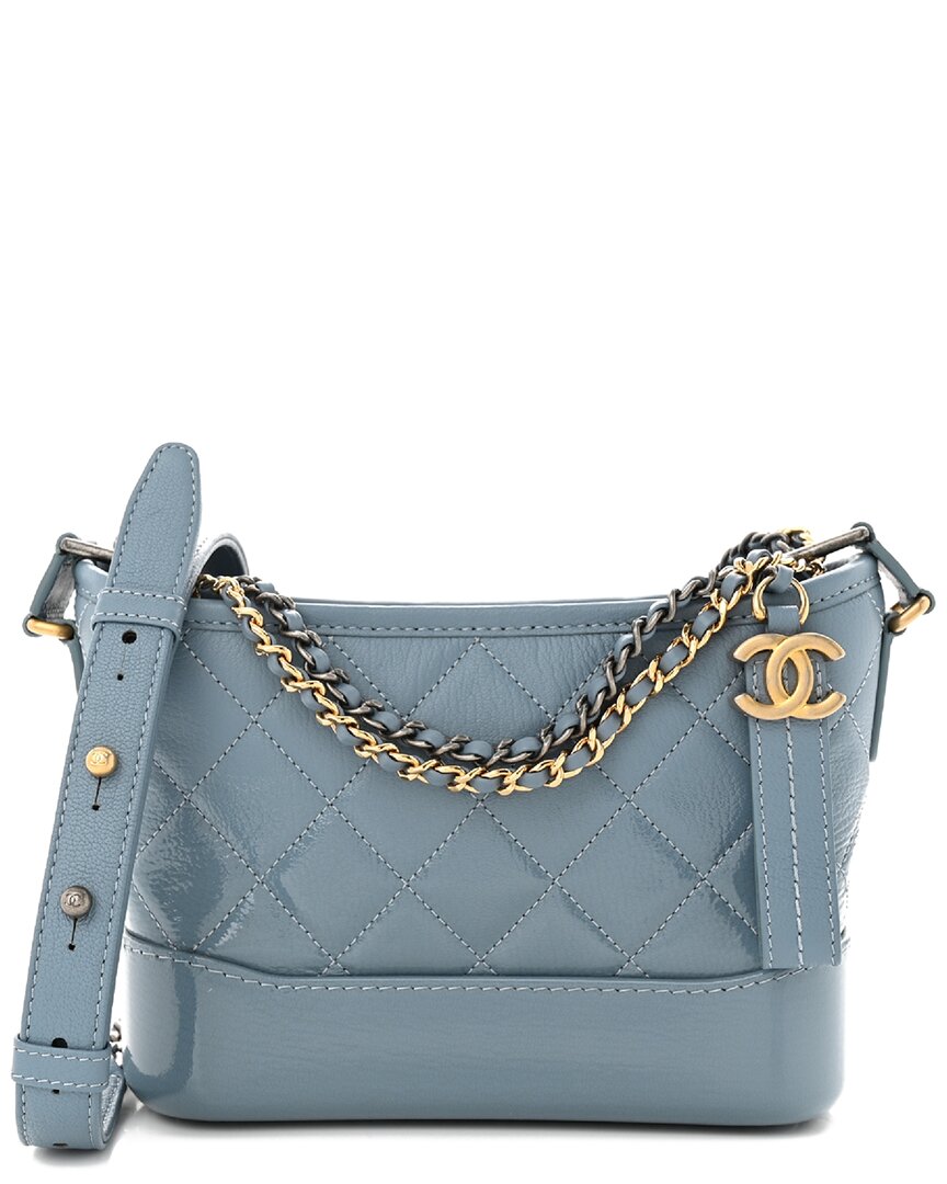 Pre-owned Chanel Blue Leather Quilted Small Gabrielle Hobo Bag (authentic )