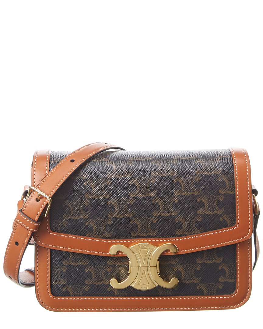 Celine Brown Triomphe Canvas Crossbody Handbag For Women In Brown