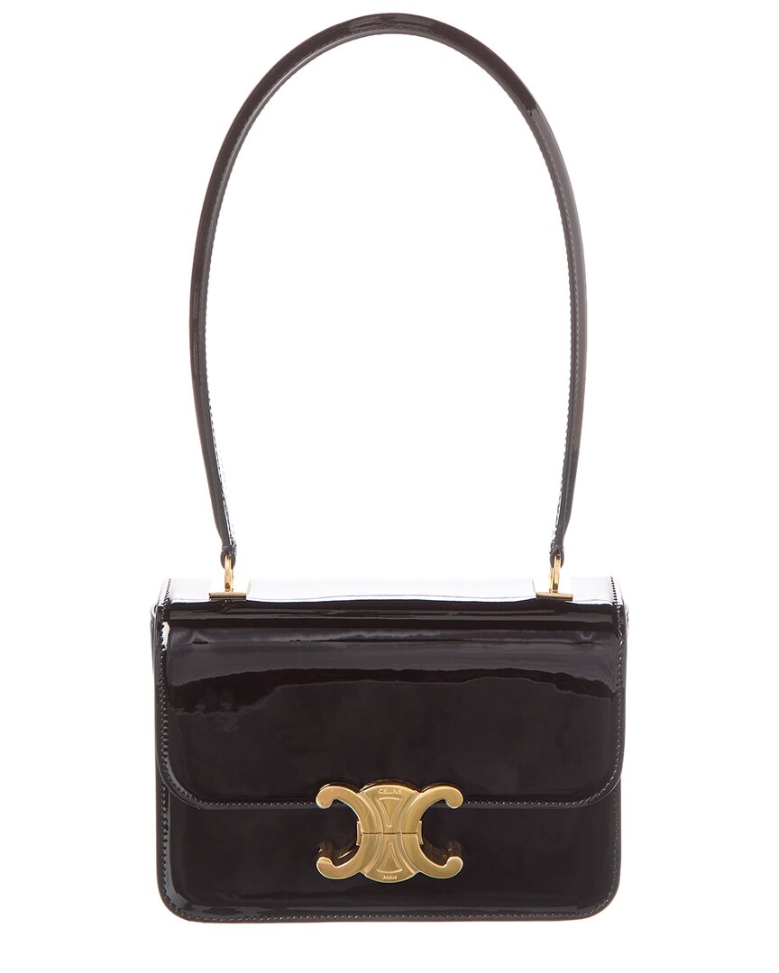 Shop Celine Teen Garance Patent Shoulder Bag In Black