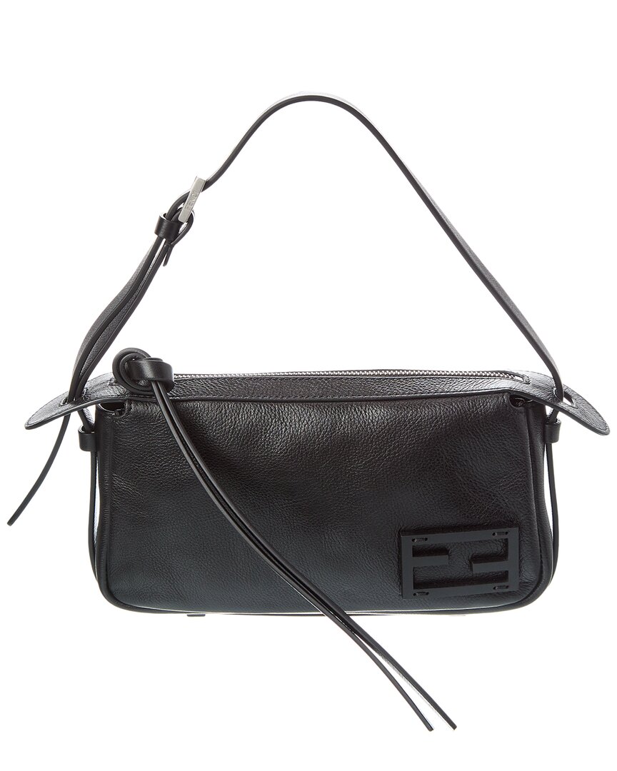 Shop Fendi Simply  Mini Leather Shoulder Bag In Black
