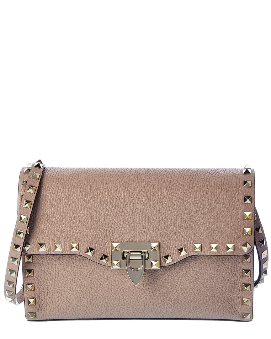 Valentino Rockstud Small Grainy Leather Crossbody In Pink