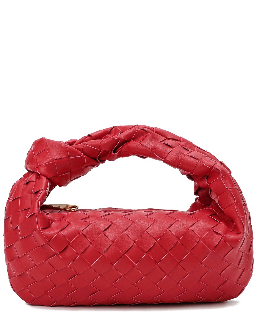 Tiffany & Fred Paris Woven Leather Pouch In Red