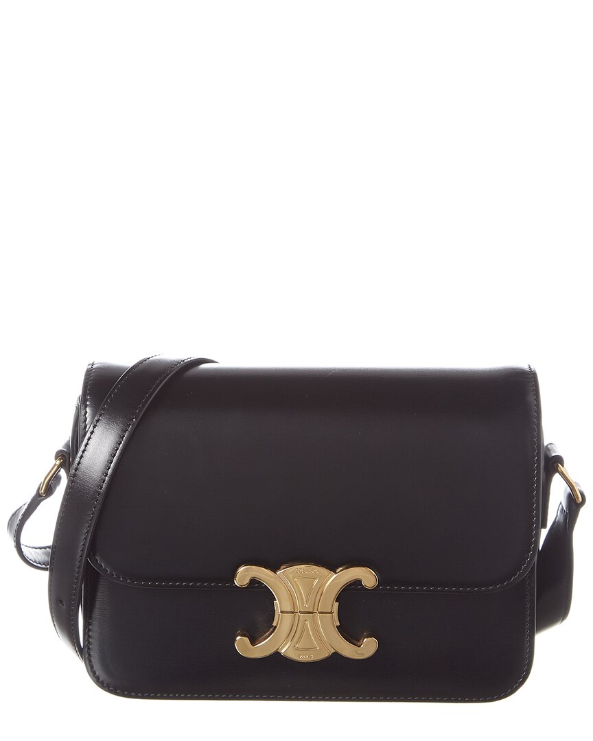 Celine Triomphe Teen Bag In Schwarz Shiny Calf Leather In Black