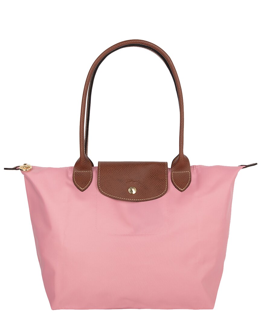 Longchamp M Le Pliage Original Pink Handbag With Embossed Logo In Canvas Woman In Pink