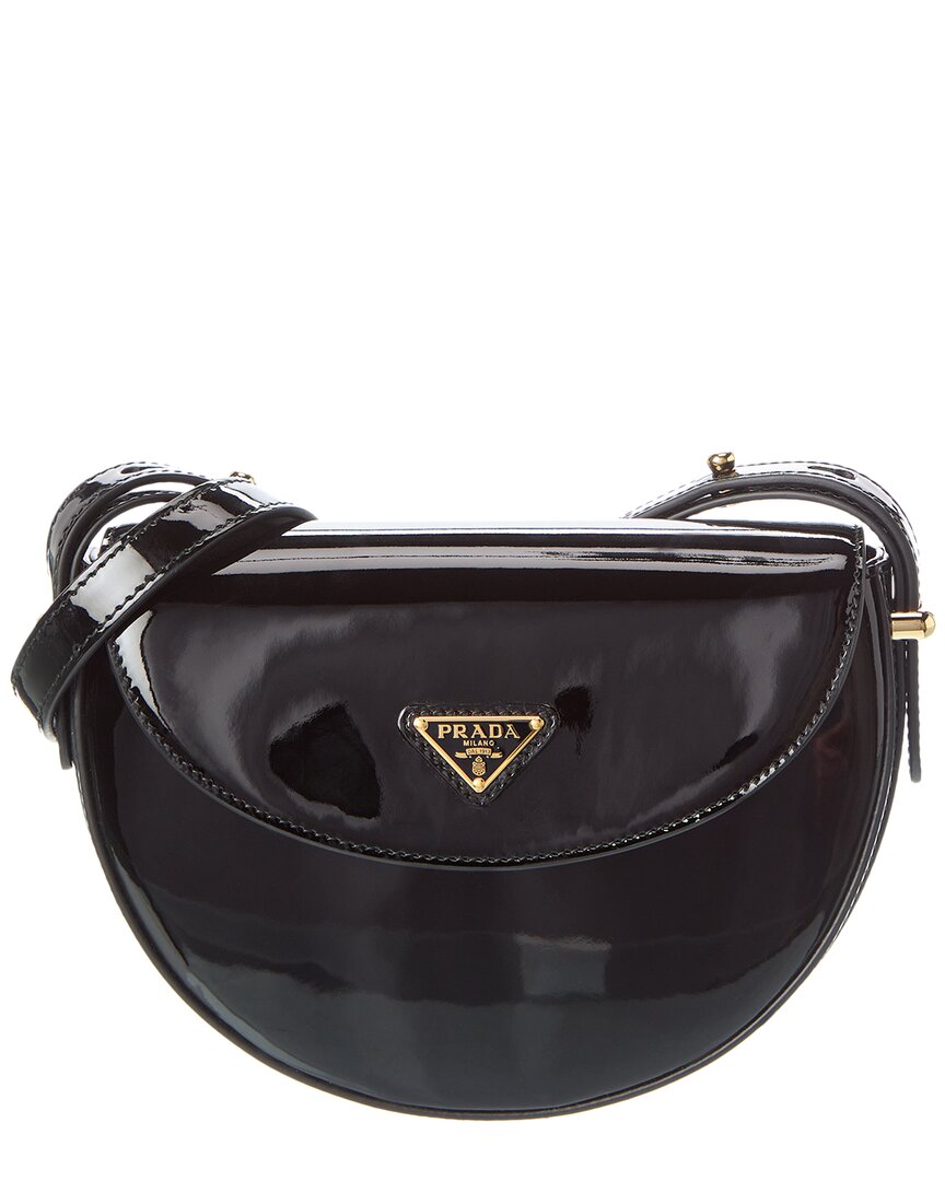 Prada Patent Shoulder Bag In Black