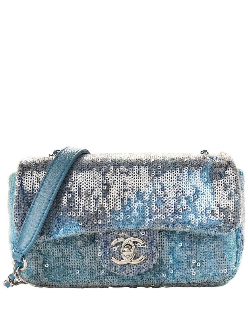 Chanel Light Blue Canvas Mini Waterfall Flap Bag (Authentic Pre-Loved)