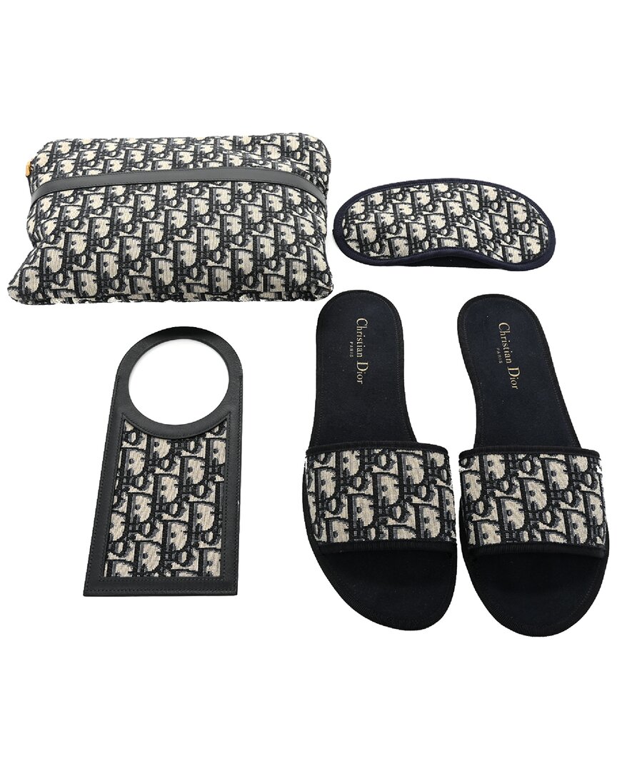 Dior Navy Canvas Oblique Travel Set (authentic )
