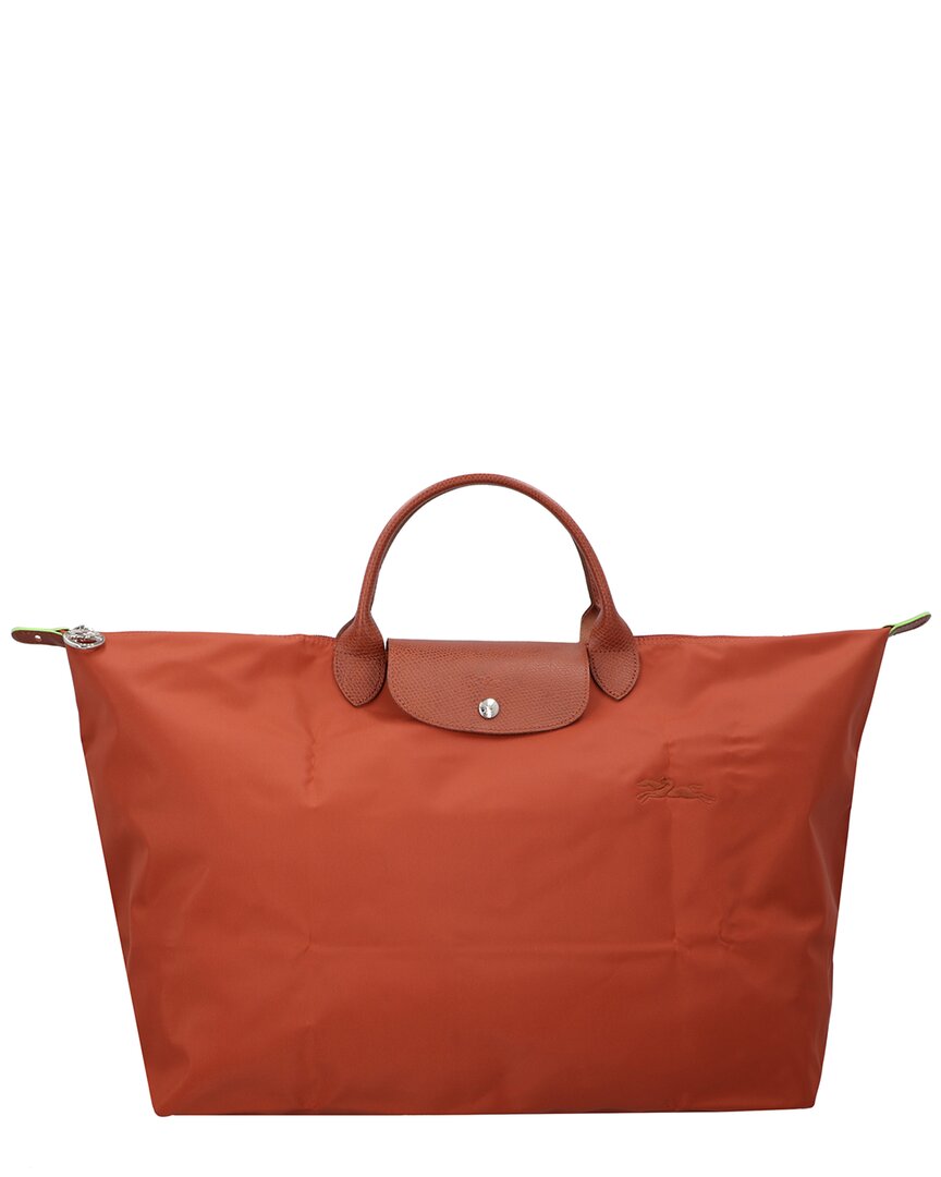Longchamp Le Pliage Original Large Canvas Short Handle Travel Bag In Brown