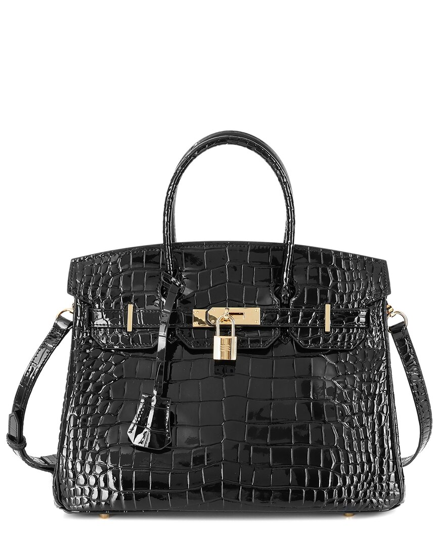 TIFFANY & FRED PARIS TIFFANY & FRED PARIS LARGE CROC-EMBOSSED LEATHER SATCHEL