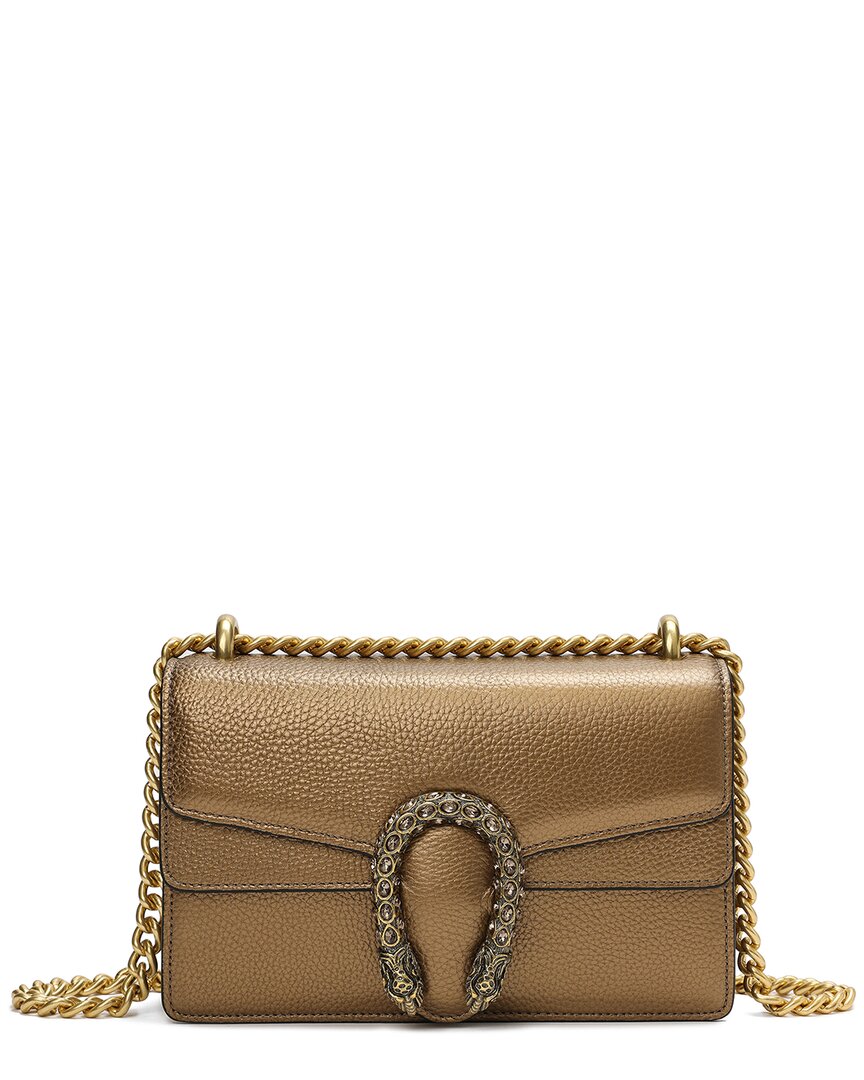 Shop Tiffany & Fred Paris Crystal Dragon Medium Leather Crossbody In Gold
