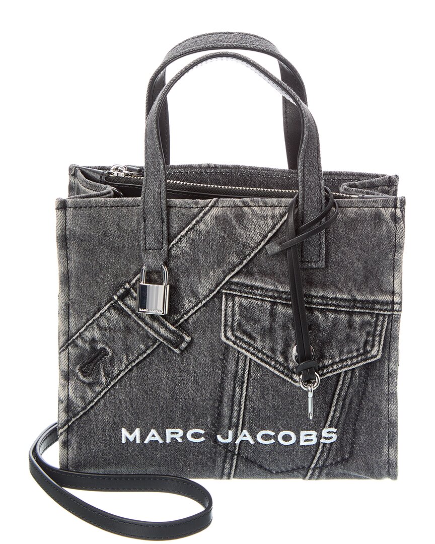 Marc Jacobs Mini Pieced Denim Bold Grind Tote In Black