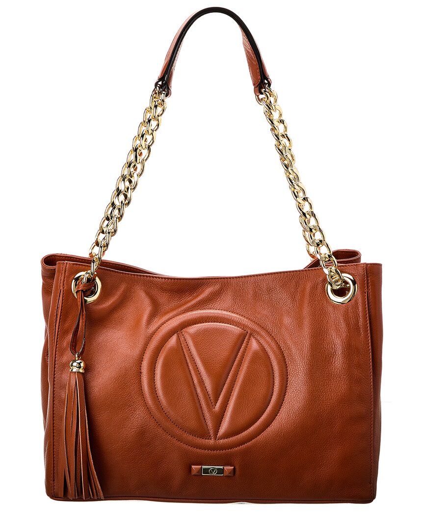 Shop Valentino By Mario Valentino Verra Signature Leather Shoulder Bag In Brown