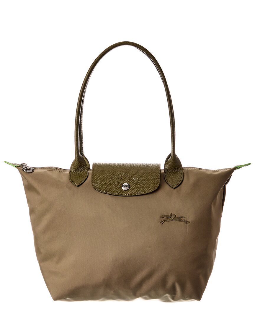 Longchamp Le Pliage Green Medium Canvas Long Handle Tote In Green
