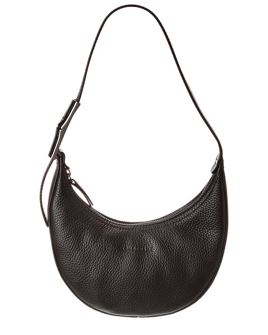 Longchamp Le Roseau Essential Medium Leather Hobo Bag In Black