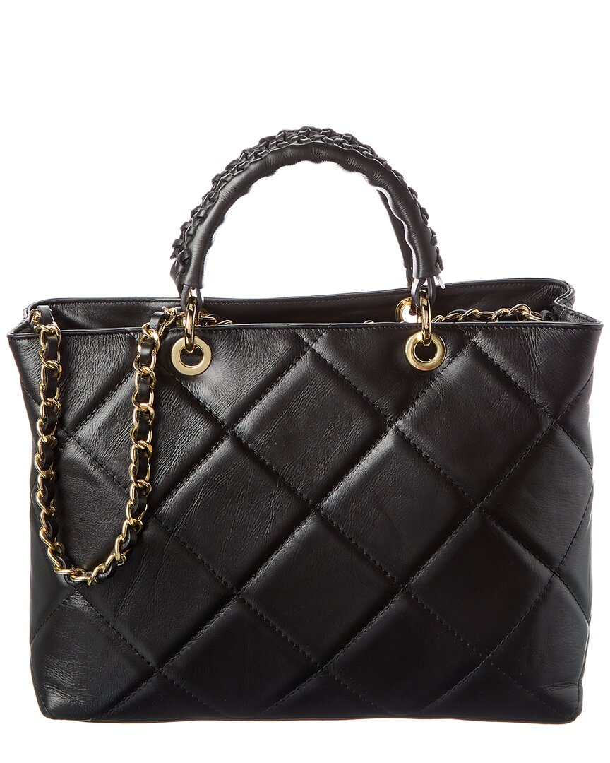 Isabella Rossetti Lucie Quilted Leather Tote In Black