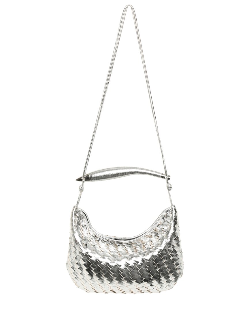 Walter Baker Hazel Woven Leather Hobo In Silver