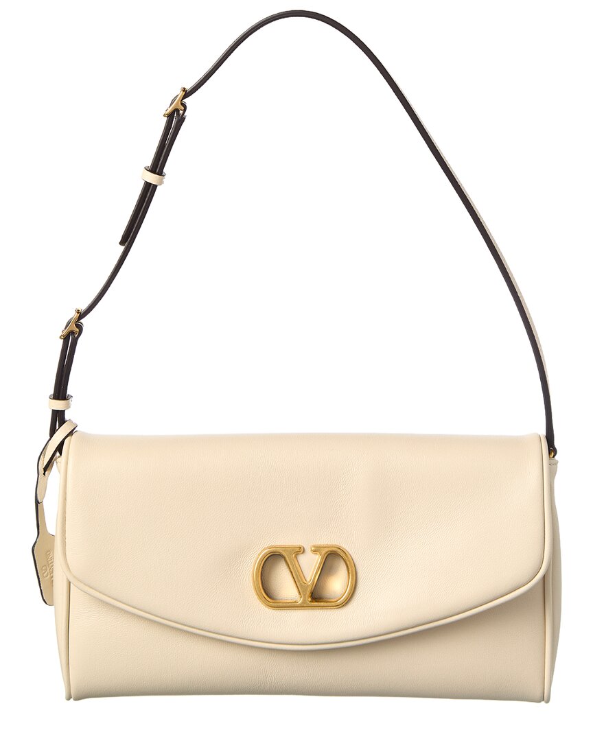 Valentino Garavani Valentino De Vain Small Denim Shoulder Bag In White