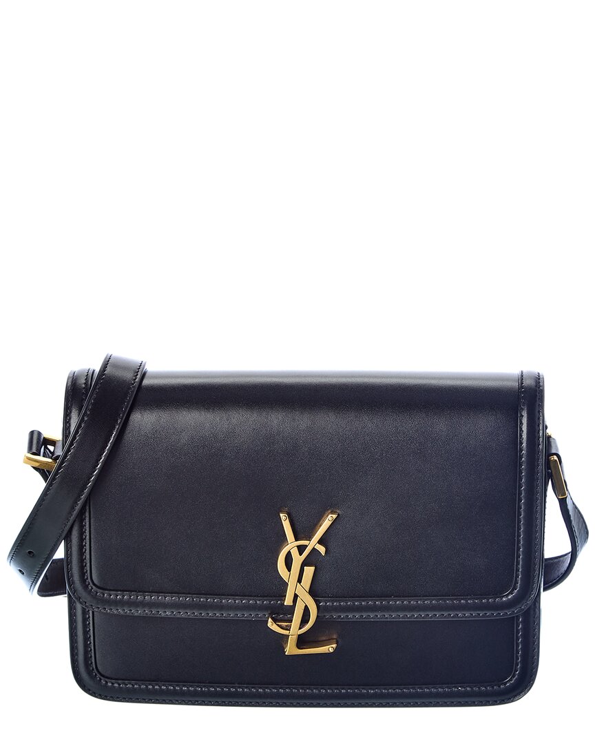 Saint Laurent Solferino Medium Leather Shoulder Bag In Black