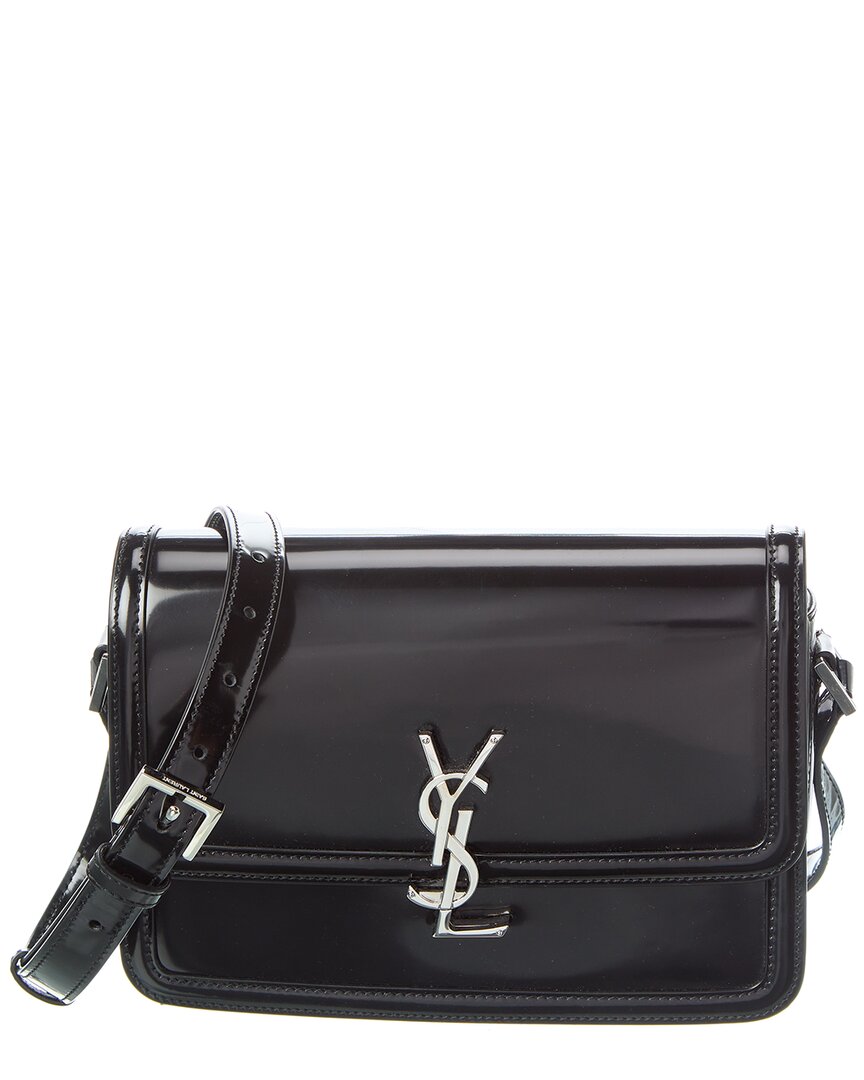 Saint Laurent Solferino Medium Leather Shoulder Bag In Black