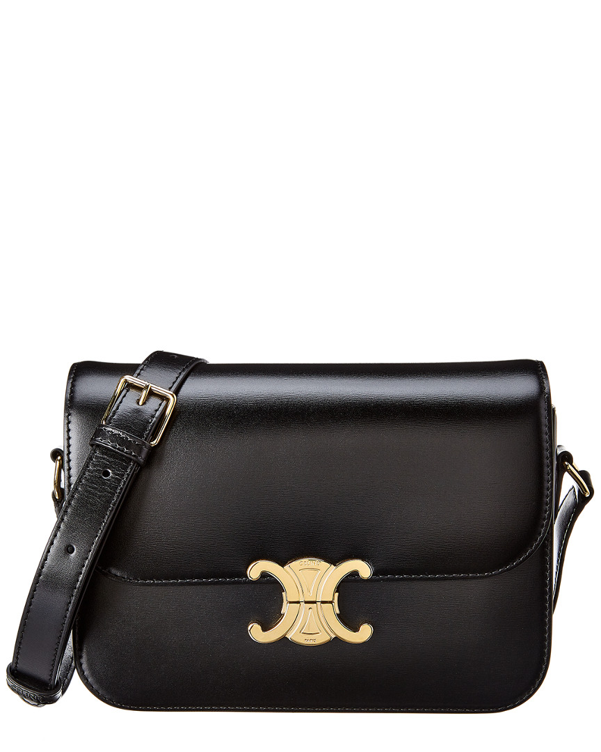 Celine Medium Triomphe Leather Shoulder Bag Women's Black 3546457850814 ...