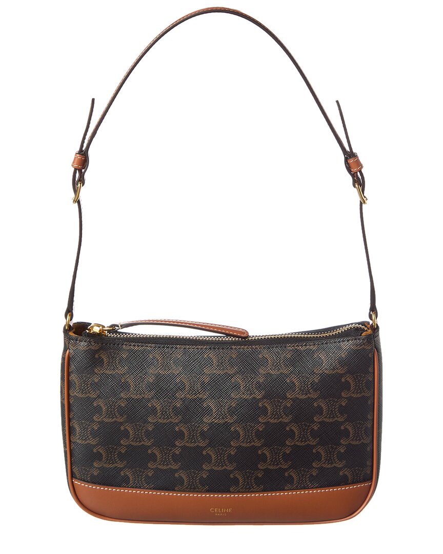 Celine Triomphe Shoulder Bag In Brown