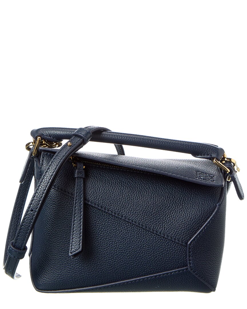 Loewe Mini Puzzle Leather Shoulder Bag In Blue