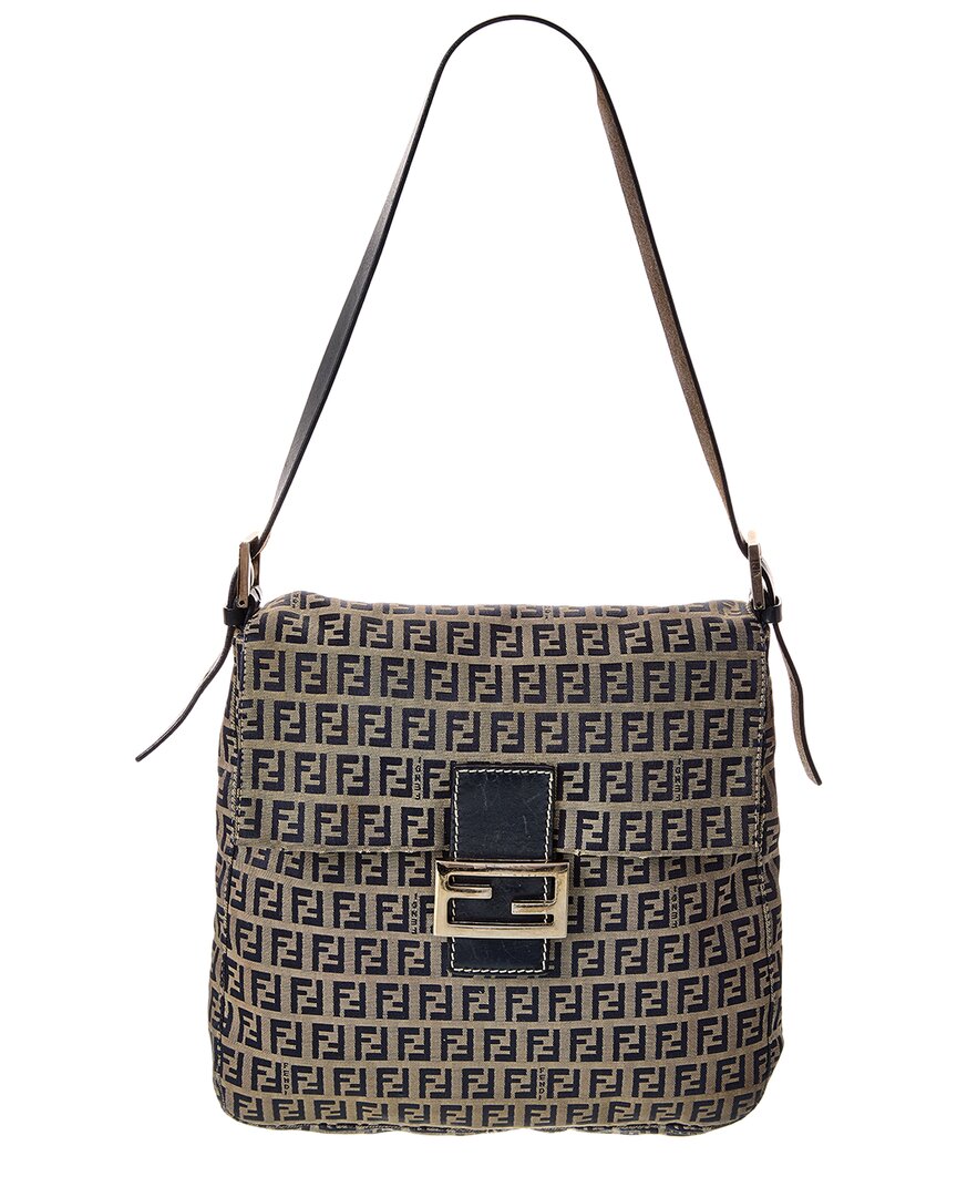 Fendi Blue Zucca-print Canvas Mamma Baguette (auth