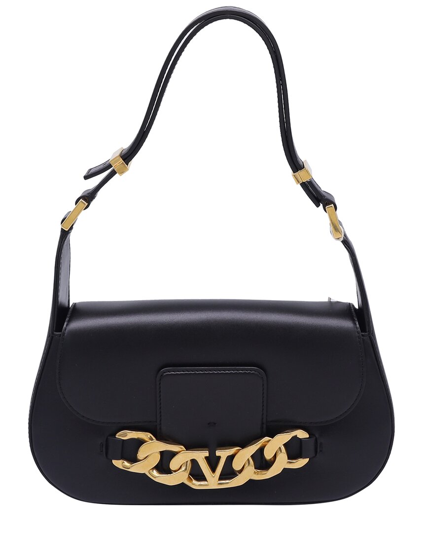 Valentino Garavani Valentino Black Leather Vlogo Chain Shoulder Bag