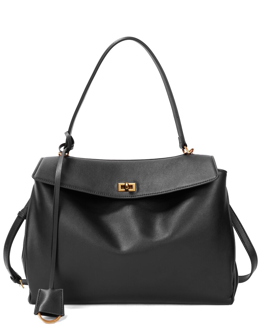 Tiffany & Fred Paris Large Smooth Leather Tote In Black