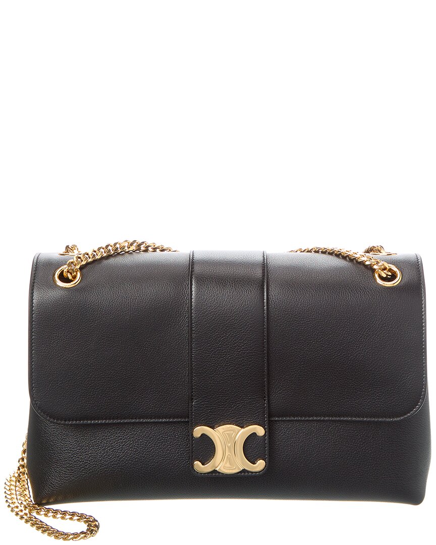 Celine Supple Calfskin Victoire Medium Crossbody Bag In Black