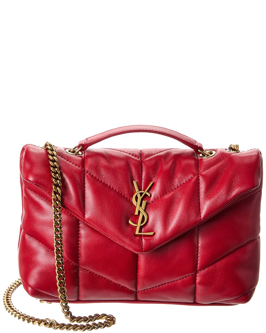 Saint Laurent Toy Puffer Leather Shoulder Bag In Red