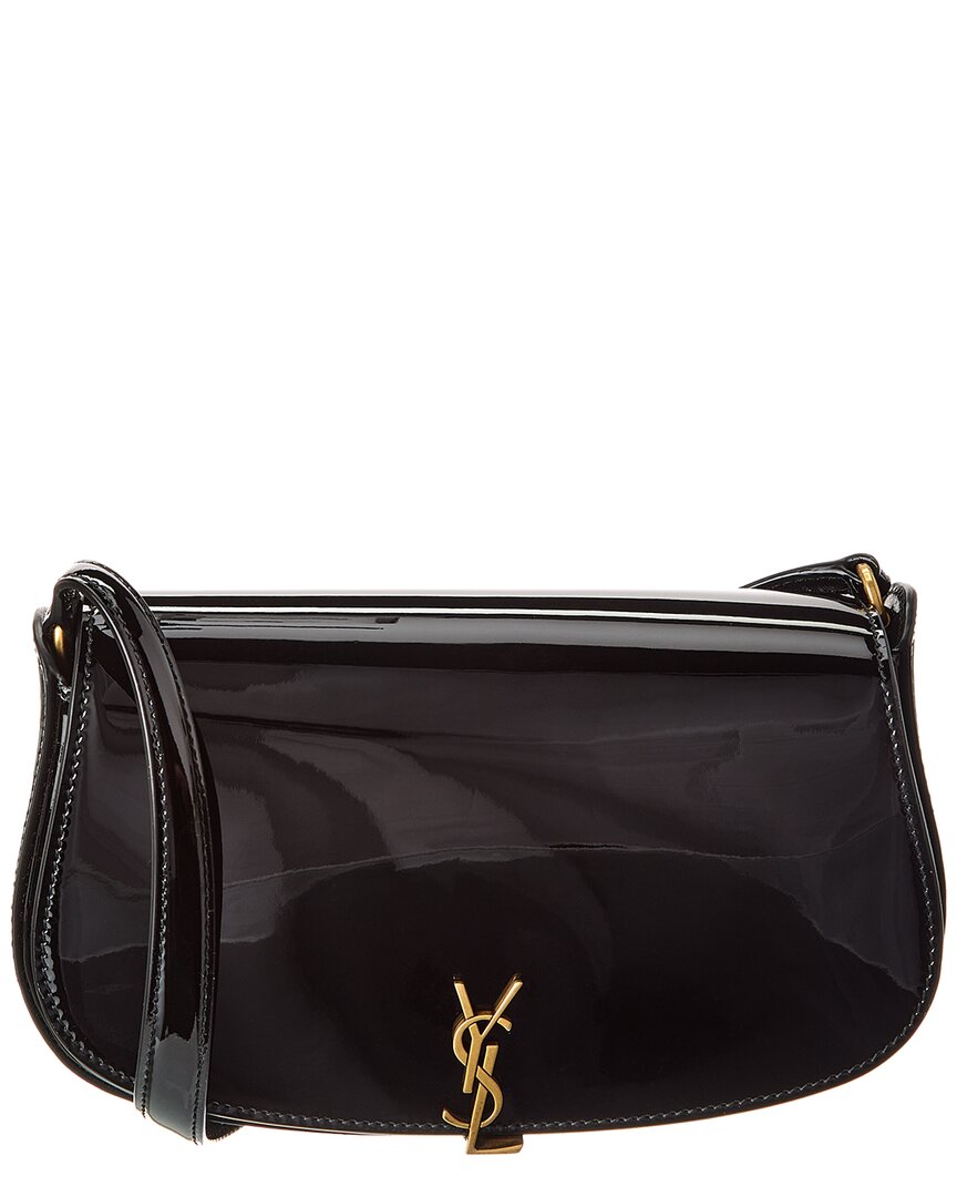 Saint Laurent Demi Lune Patent Shoulder Bag In Black