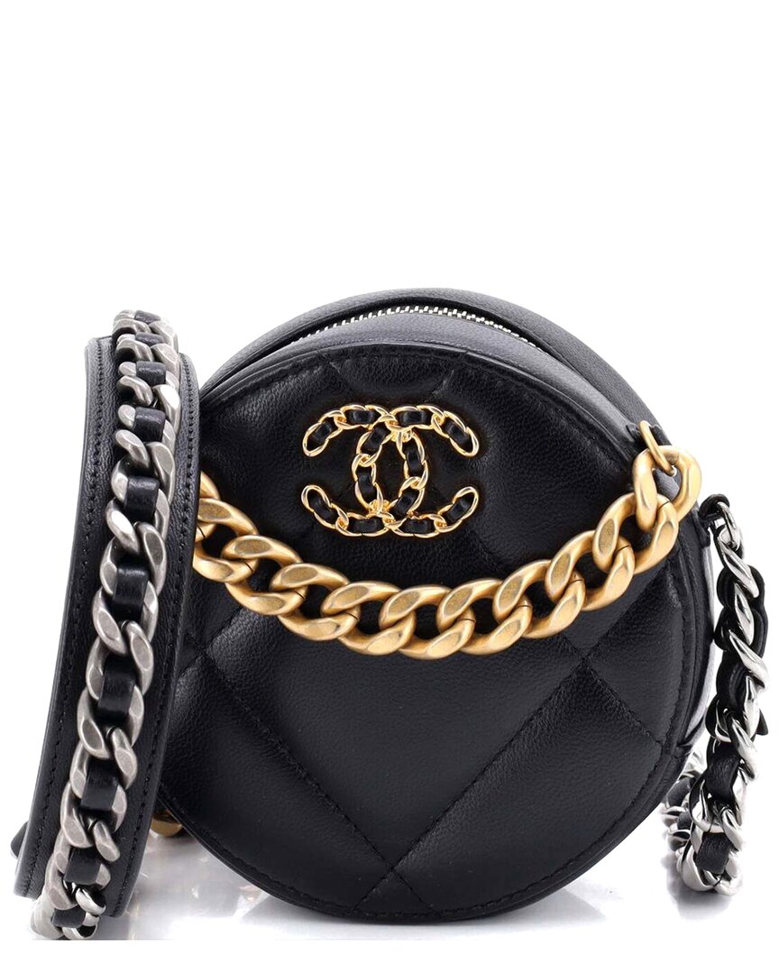 CHANEL Pre-owned Black Quilted Leather 19 Round Clutch With Chain (authentic Pre-loved)