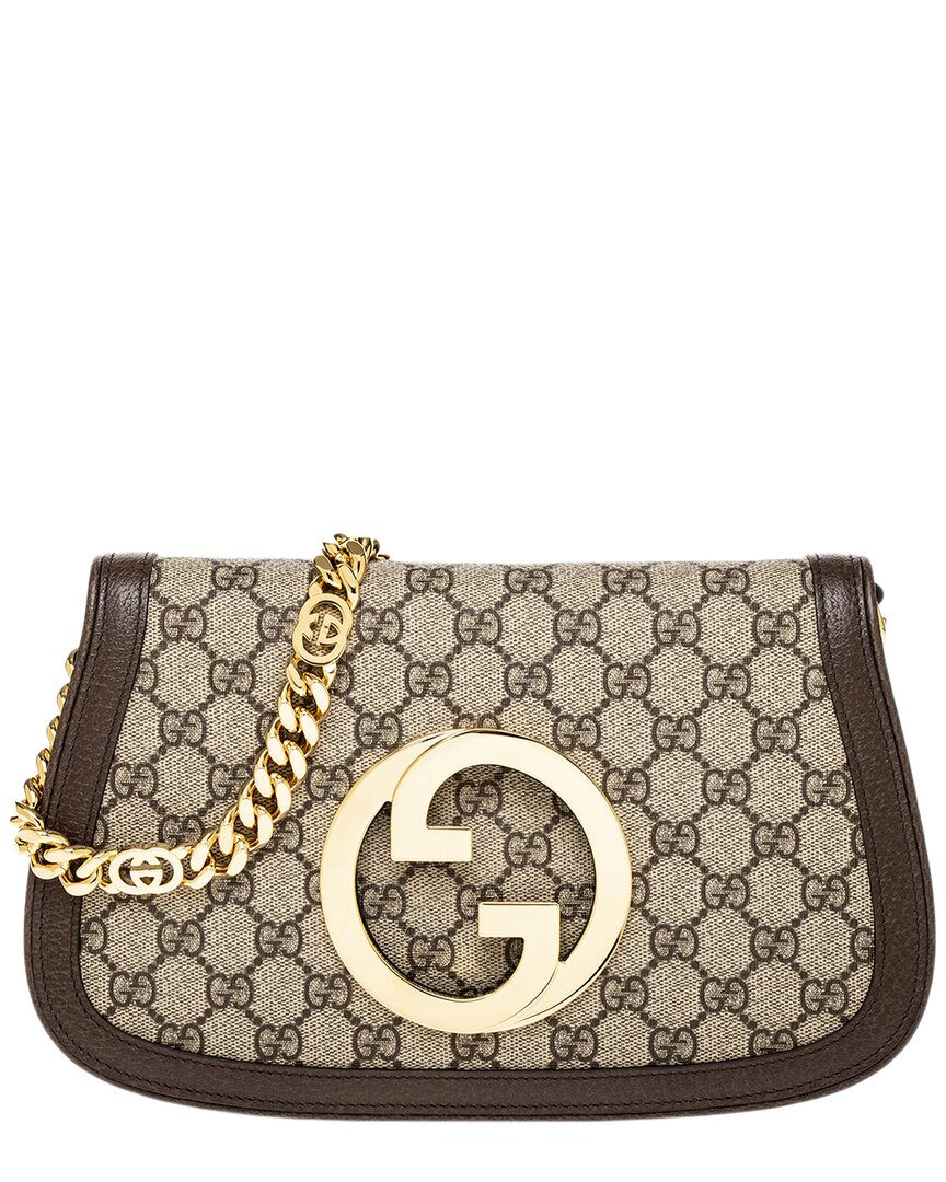 GUCCI GUCCI BLONDIE CANVAS & LEATHER SHOULDER BAG