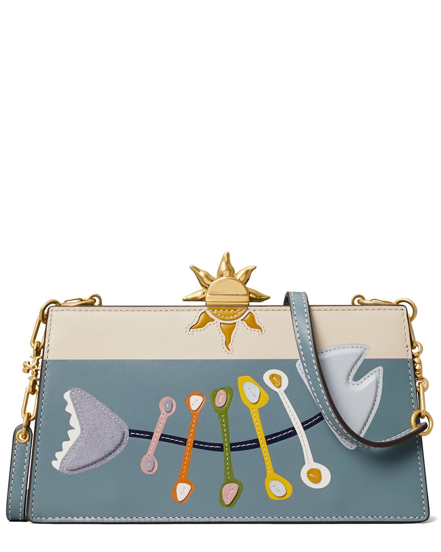 Tory Burch Fish Applique Frame Mini Leather Crossbody In Blue | ModeSens