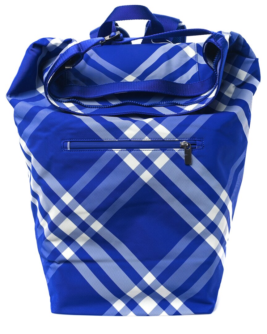 Burberry Blue Nova Check Canvas Roll Backpack Knight (authentic Pre-loved)