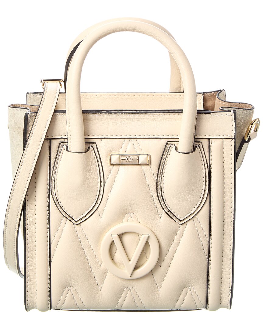 Valentino By Mario Valentino Eva Diamond Leather Tote In White