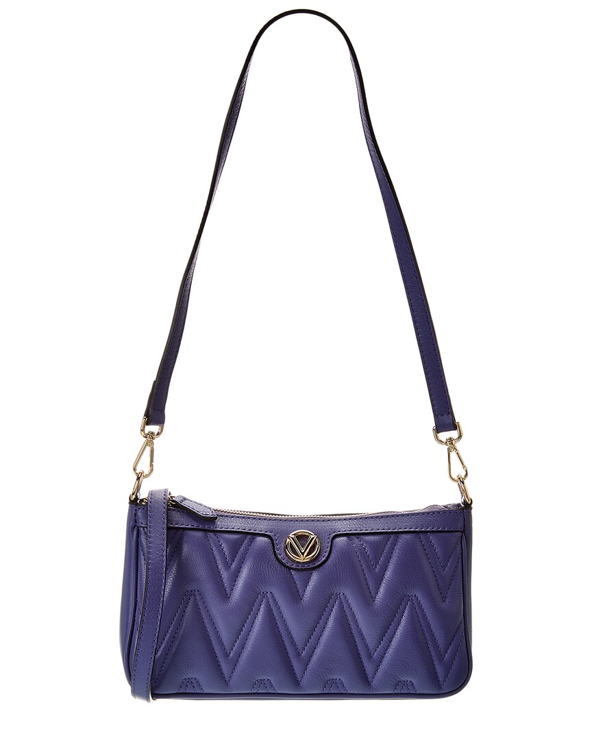 Valentino By Mario Valentino Jeanette Diamond Leather Shoulder Bag In Blue